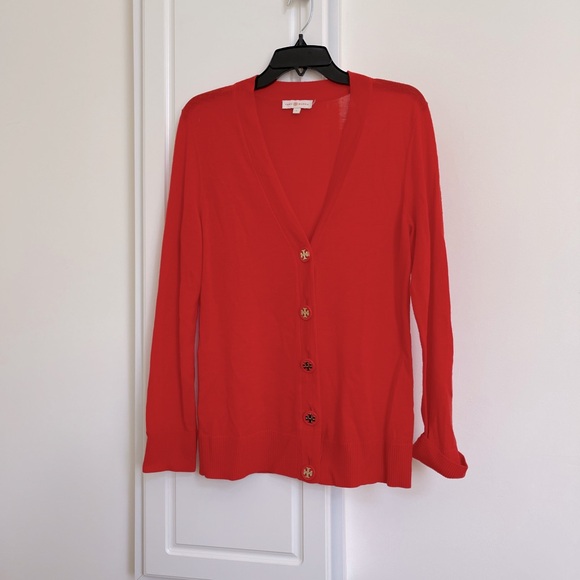 tory burch red cardigan wool - Picture 1 of 4